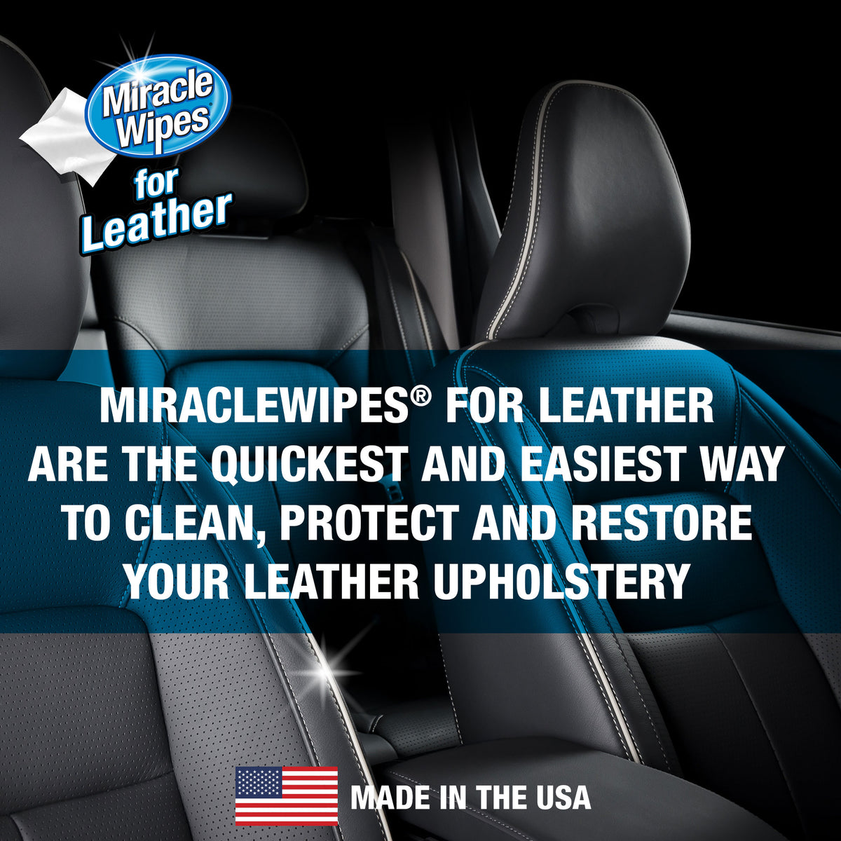Miracle Brands Auto Leather Wipes - 30 Count, Clean & Protect Leather Upholestry
