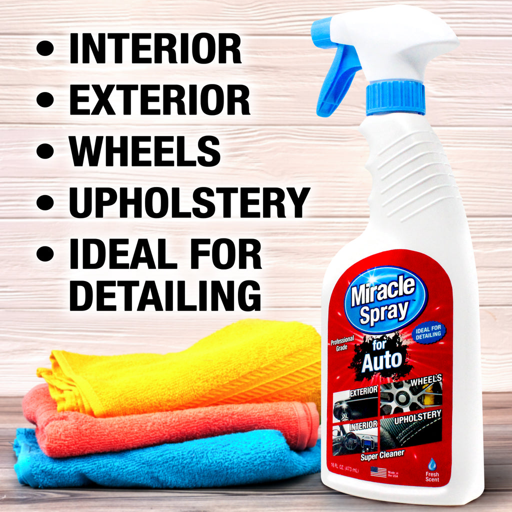 Miraclespray for Auto - All Purpose Super Cleaner for Car Interior and Exterior Detailing - Easy to Use On Upholstery Fabric - Leather, Plastic