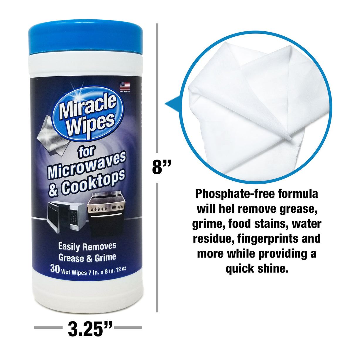 MiracleWipes for Glass, Disposable and Streak Free Cleaning Wipes for  Mirrors, Windows, Kitchen, Home, and Auto - 60 Count 60 Count (Pack of 1)