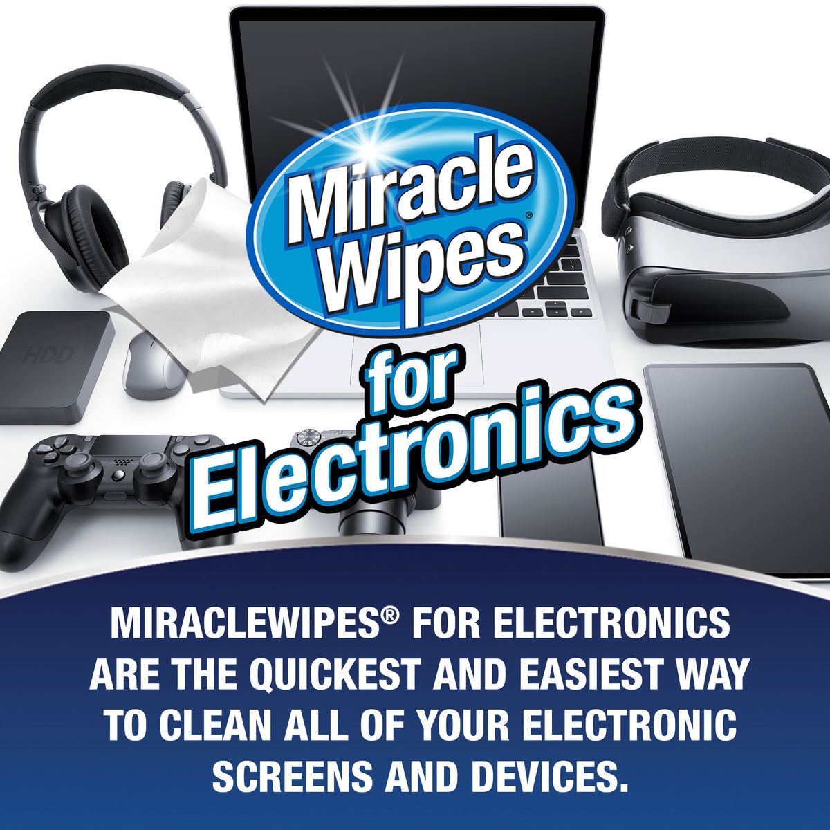 MiracleWipes for Electronics Cleaning - Screen Wipes Designed for TV,  Phones, Monitors and More - (30 Count) : : Electronics