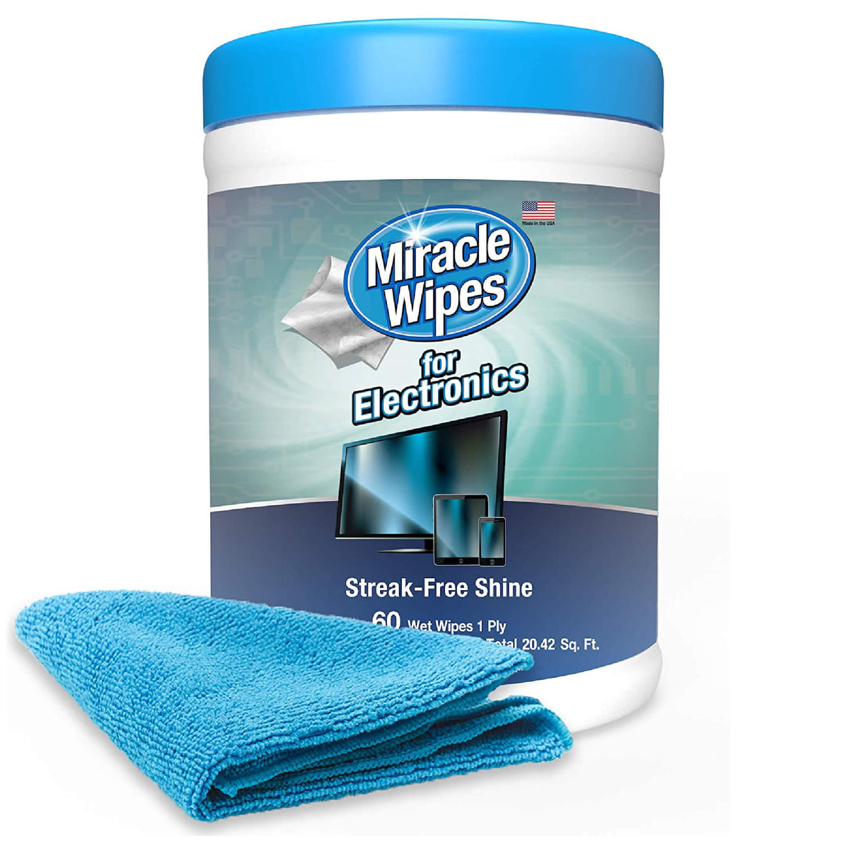 MiracleWipes for Glass, Disposable and Streak Free Cleaning Wipes for  Mirrors, Windows, Kitchen, Home, and Auto - 60 Count 60 Count (Pack of 1)